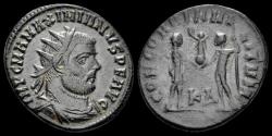 Ancient Coins - Maximianus Herculius AE radiate Jupiter presents Victory on globe