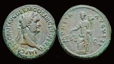 Ancient Coins - Domitian AE As Moneta standing to left