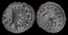 Ancient Coins - Gallienus billon antoninianus antelope walking left.