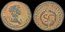 Ancient Coins - Trajan AE As S C in wreath-Rare!