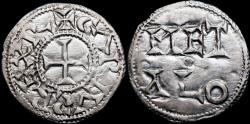 World Coins - France Carolingians Poitou Charles the Simple AR denier Melle mint