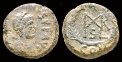 Ancient Coins - Marcian AE nummus monogram in wreath