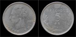 World Coins - Belgium Leopold III 5 frank 1936 FR- pos