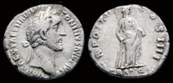 Ancient Coins - Antoninus Pius AR denarius Tranquilitas standing right