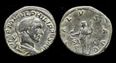 Ancient Coins - Philip I AE sestertius Salus standing left