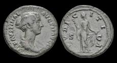 Ancient Coins - Faustina II, Augusta AE dupondius Pudicitia standing left