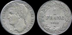 World Coins - Belgium Leopold I 1 frank 1844
