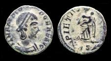 Ancient Coins - Theodora AE half follis Pietas standing right