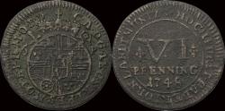 World Coins - Germany Paderborn Bistum Clemens August von Bayern 6 pfennig 1748