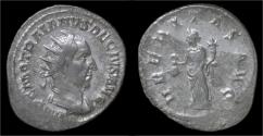 Ancient Coins - Trajan Decius AR antoninianus Uberitas standing left