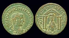 Ancient Coins - Mesopotamia Nisibis Philip I AE25 Tyche seated in tetrastyle temple