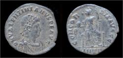Ancient Coins - Valentinian II AE3 Roma seated on throne
