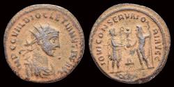Ancient Coins - Diocletian AE antoninianus Jupiter presenting Victory on globe
