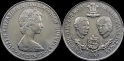 World Coins - Guernsey 25 pence 1981 Prince Charles and Lady Diana