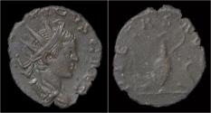 Ancient Coins - Tetricus II billon antoninianus pontificate implements