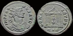 Ancient Coins - Probus AE antoninianus Roma seated in temple