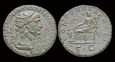 Ancient Coins - Trajan AE dupondius Fortuna seated left