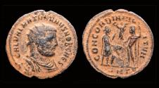 Ancient Coins - Galerius, as Caesar AE post-reform radiate Galerius receiving Victory on globe