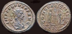 Ancient Coins - Probus AE antoninianus emperor clasping hands of Concordia