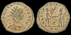 Ancient Coins - Tacitus AE antoninianus emperor receiving globe from Jupiter