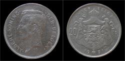 World Coins - Belgium Albert I 20 frank (4belga) 1931VL-pos A