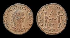 Ancient Coins - Tacitus AE antoninianus Tacitus receiving globe from Jupiter