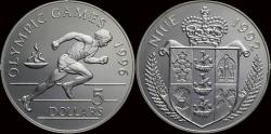 World Coins - Niue 5 dollar 1992- Olympic summerplays in Atlanta 1996- sprinter