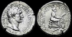 Ancient Coins - Kilikia Tarsos Trajan AR tetradrachm city-goddess seated right