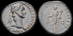 Ancient Coins - Domitian AE As Moneta standing to left