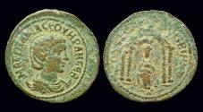 Ancient Coins - Mesopotamia Nisibis Otacilia Severa AE25 Tyche seated in tetrastyle temple