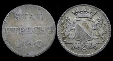 World Coins - Netherlands Utrecht Stad silver duit 1740