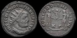Ancient Coins - Diocletian AE antoninianus emperor standing right.