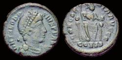 Ancient Coins - Theodosius I AE18 Constantinopolis seated left