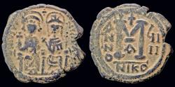 Ancient Coins - Justin II & Sophia AE follis Large M