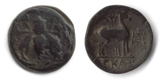 Монета Ларисса Иония. Монета Лепта вдовы. Иония Эфес обол. Свинцовые медальоны город Эфес. 44 год до н э