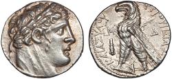 Ancient Coins - Phoenicia. Tyre: AR shekel – Herakles-Melqart/Eagle – EF; Beautiful pink toning; lustrous reverse