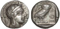 Ancient Coins - Attica. Athens: AR tetradrachm – Athena/Owl – Well-centered on extremely large flan for die