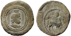 Ancient Coins - Anonymous Pb tessara, Roman provincial issue (Alexandria, Egypt?) – Serapis/Horseman
