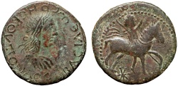 Ancient Coins - Bosporus Kingdom: Rhescuporis II AE denarius – King on horseback