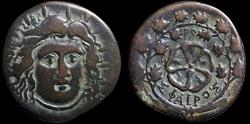 Ancient Coins - Islands off Caria. Rhodos. Rhodes AE35 (drachm )– Helios/Rose in wreath – Attractive in-hand
