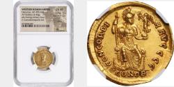 Ancient Coins - HONORIUS, A.D. 393-423. AV Solidus (4.45 gms), Constantinople Mint, 5th Officina, A.D. 402. NGC