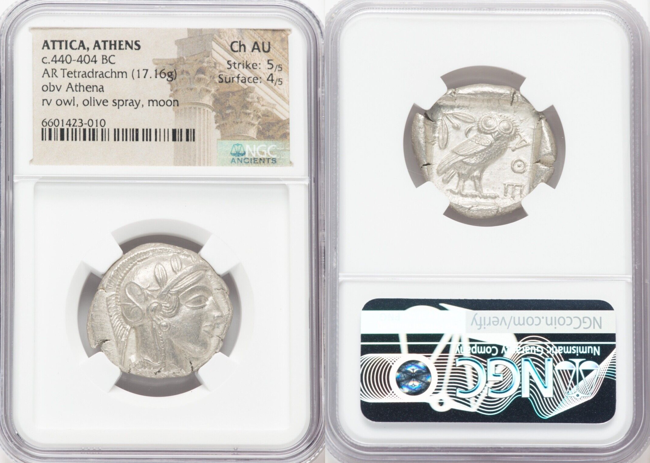 ATTICA. Athens. Ca. 440-404 BC. AR tetradrachm (26mm, 17.16 gm, 6h