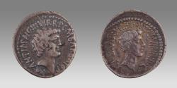 Ancient Coins - The Triumvirs. Mark Antony and Octavian. Spring-early summer 41 BC. AR Denarius