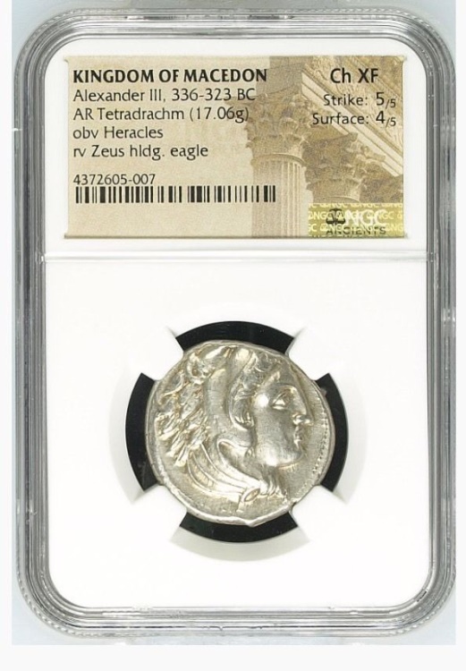 ALEXANDER the Great Lifetime NGC Choice XF Ancient Silver 