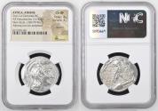 Ancient Coins - ATTICA, Athens. Circa 165-42 BC. AR Tetradrachm (16.93 g). New Style coinage.