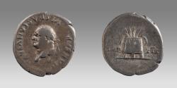 Ancient Coins - Roman Vespasian Silver Denarius. Rome, AD 77-78. CAESAR VESPASIANVS AVG