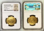 Ancient Coins - Constantine IX Monomachus, 1042-1055. Gold Histamenon Nomisma (4.35g), 27 mm. Mint of Constantinople. Christ enthroned facing, wearing nimbus and raising r. hand in benediction, in