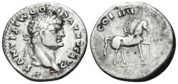Ancient Coins - Domitian, as Caesar, 69-81. Denarius (Silver, 19 mm, 2.86 g, 6 h), Rome, 76-77.