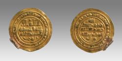 Ancient Coins - ABBASID OF YEMEN: al-Muqtadir, 908-932, AV "amiri" dinar (1.69g), San'a, AH313, A-1058.2,