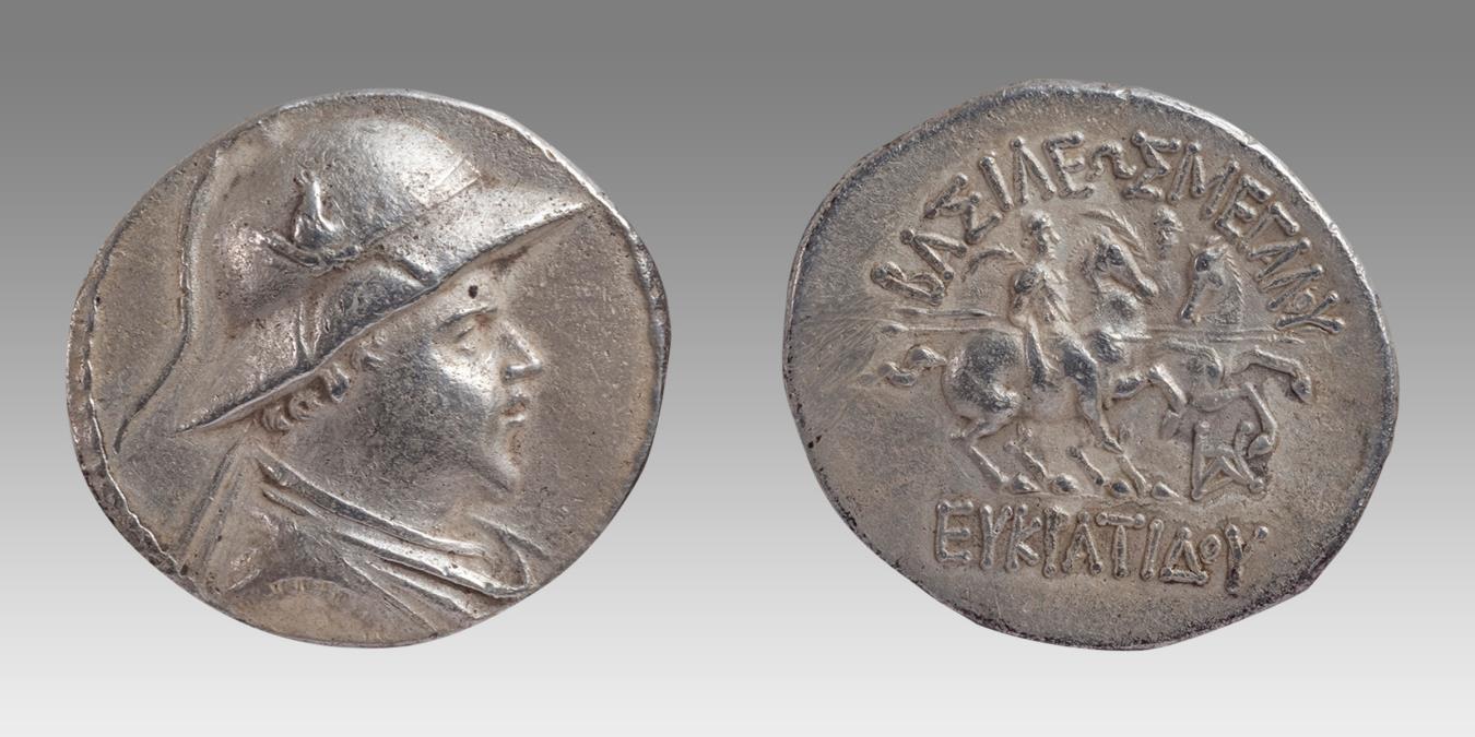 BAKTRIA, Greco-Baktrian Kingdom. Eukratides I Megas. Circa 170-145 BC ...